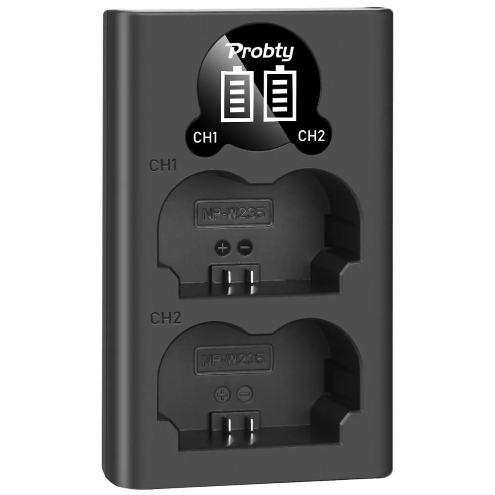 NP-W235 LED USB 듀얼 배터리 충전기, C타입 포트, 후지필름 후지 X-T4 XT4 카메라용, NP W235