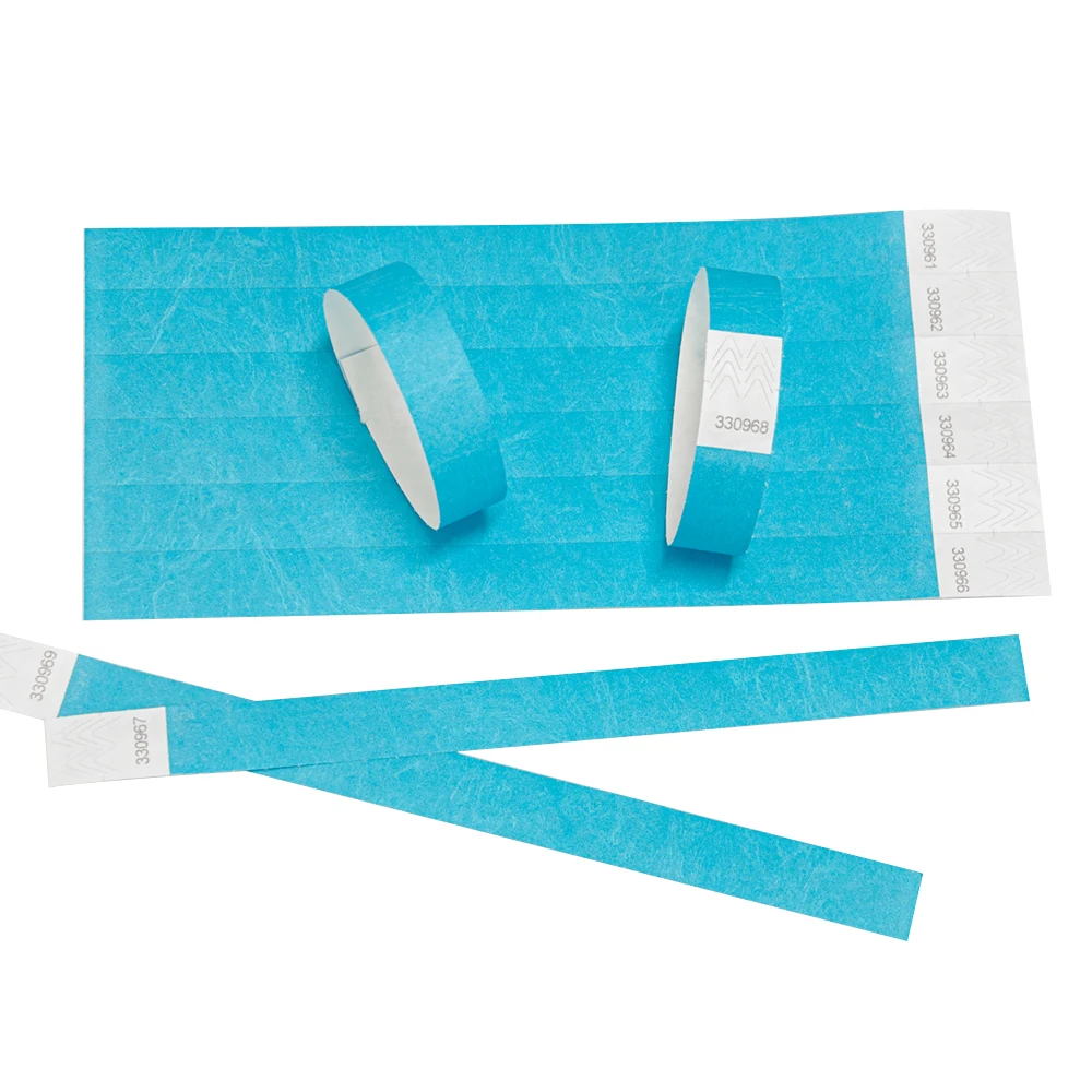 Neon Blue Color 3/4 inch Tyvek Wristbands with Numbers, Beautiful Color Wristbands for Parties Events Identification 500 pieces