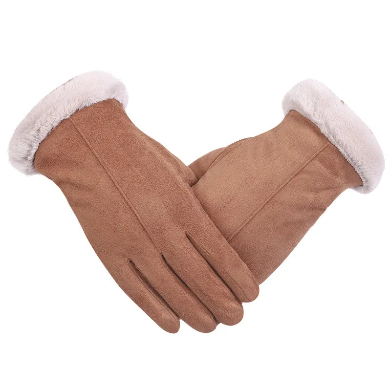 1 pair Новые модные женские перчатки осень зима милые пушистые теплые рукавицы полный палец варежки для женщин Спорт на открытом воздухе женские перчатки экран Luvas - Цвет: 1 pair
