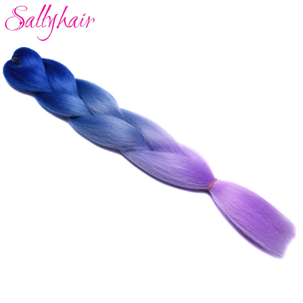 Sallyhair, 24 дюйма, Омбре, плетение волос, 2 тона, черный, винно-красный цвет, огромные косички, высокотемпературное волокно, синтетические волосы для наращивания - Цвет: #130