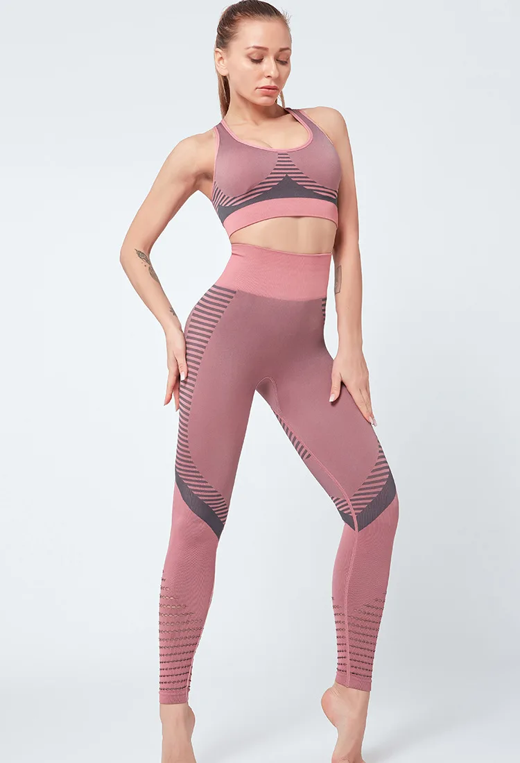 Спортивный жилет из двух частей, набор эластичных штанов для фитнеса и йоги с высокой талией, Женская Спортивная одежда для спортзала