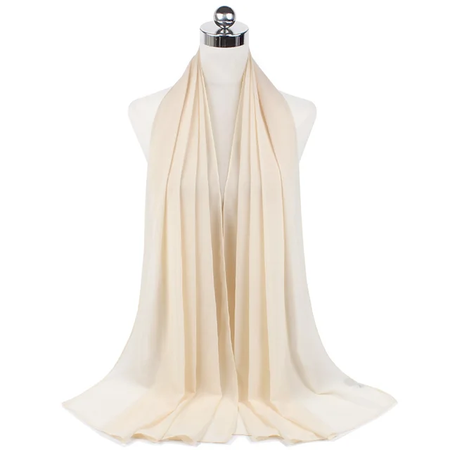 High Quality Good Stitching Stitch Plain Premium Heavy Chiffon Hijab Scarf Malaysian Women's Scarves Hijabs Long Shawl Shawls 63