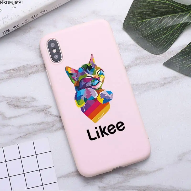 

fashion Likee cat bear love heart Phone Case for iPhone 11 Pro Max X XR XS 8 7 6s Plus Matte Candy Pink Silicone Cases