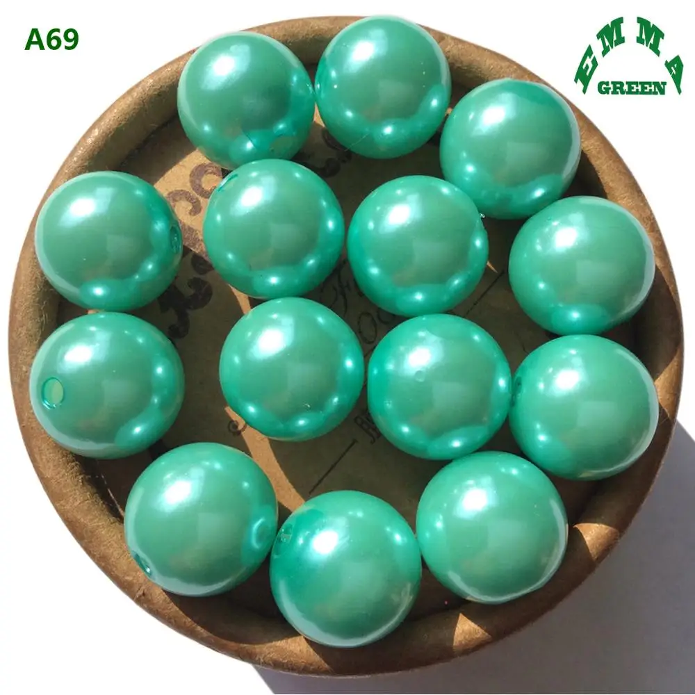 Pearl Beads for Jewelry making Pearls Bead A69 6mm to 30mm Round Beads Mint Green Acrylic abs Pearl Beads Chunky Bead for Kids