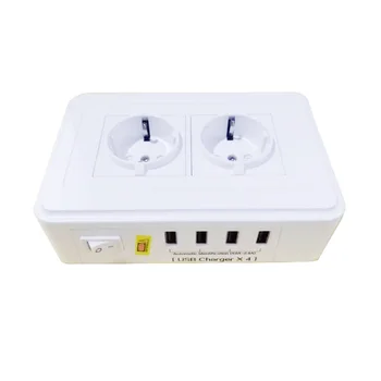 

Smart Socket 4.8mm Europ Extension Socket Surge Protection 2 EU Outlet 4USB Charger Ports Power Strip Tabletop Extension Socket
