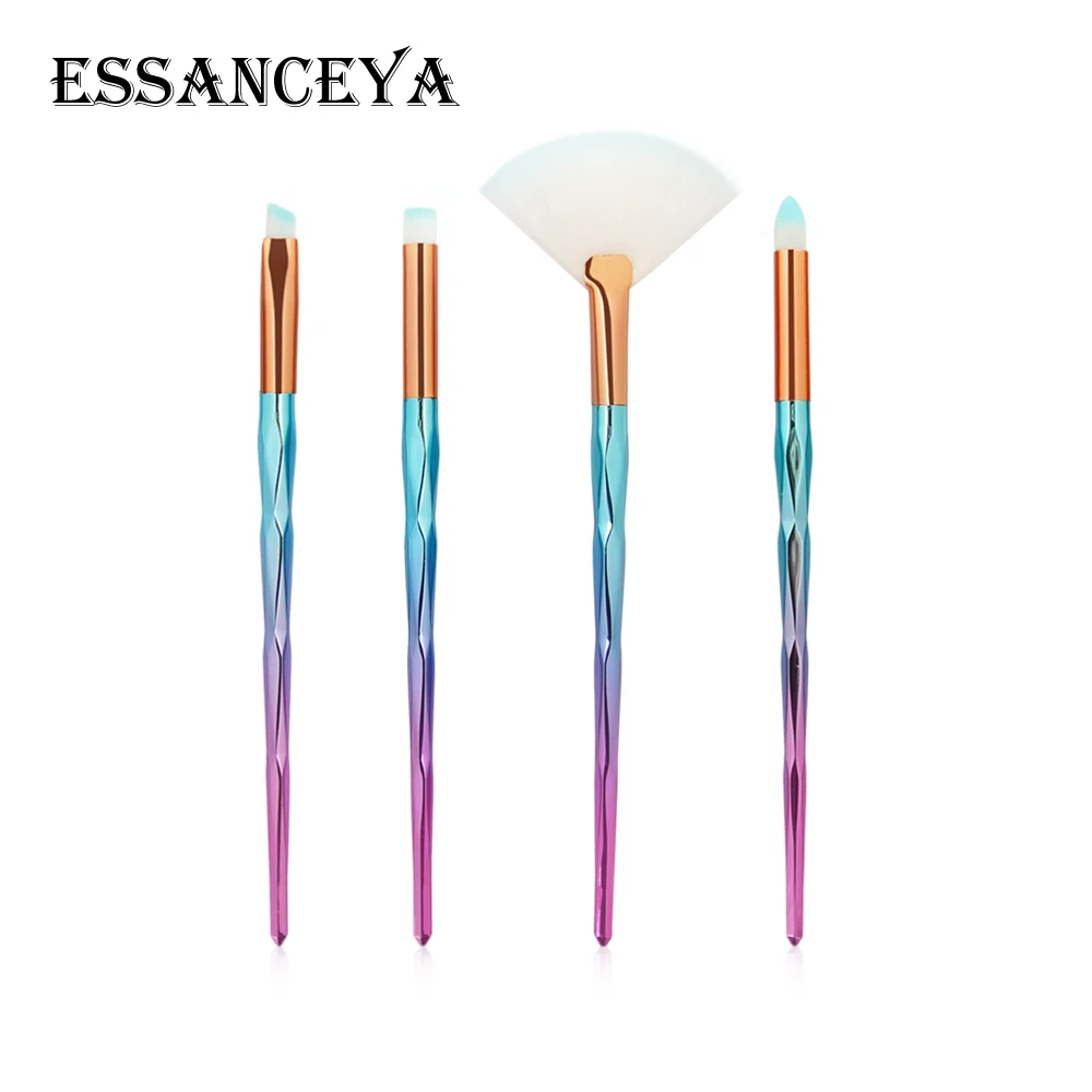 ESSANCEYA, 4 шт., алмазные Косметические кисти для макияжа, Тональная основа, веер, пудра, брови, тени для век, кисти, инструменты для макияжа, набор кистей для макияжа - Handle Color: 4pcs