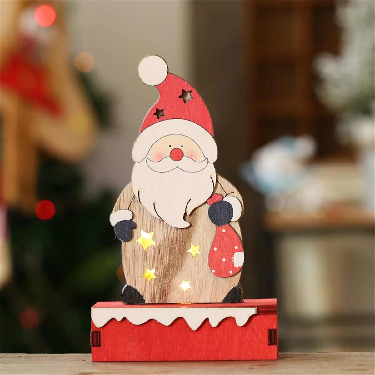 santa Елочные Игрушки для украшения с светодиодный светильник Деревянный Санта-Клаус Снеговик украшения Рождественская Домашняя вечеринка украшение для рождественского стола - Цвет: santa