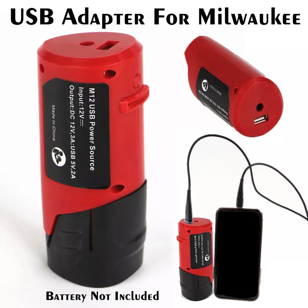 USB аккумулятор конвертер для Milwaukee 49-24-2310 48-59-1201 M12 батарея USB зарядное устройство адаптер источник питания YL20