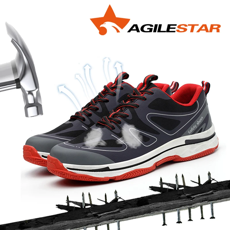 

Safety Work Shoes Gifts For Men Anti Smashing Steel toe Puncture Proof Slip Breathable Light Sport Style Resistant Sneakers