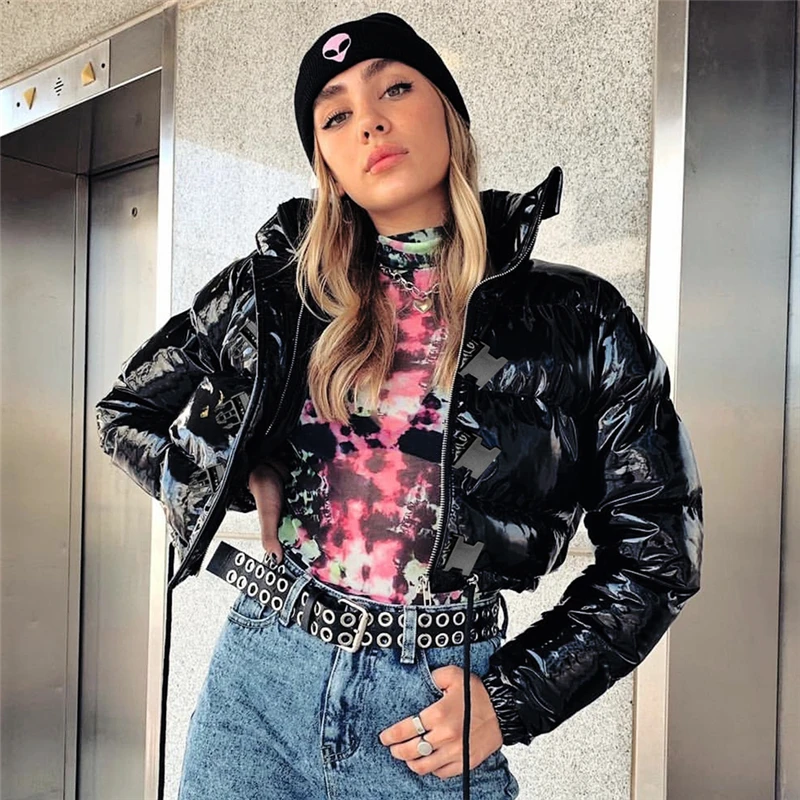 cropped puffer winter jacket