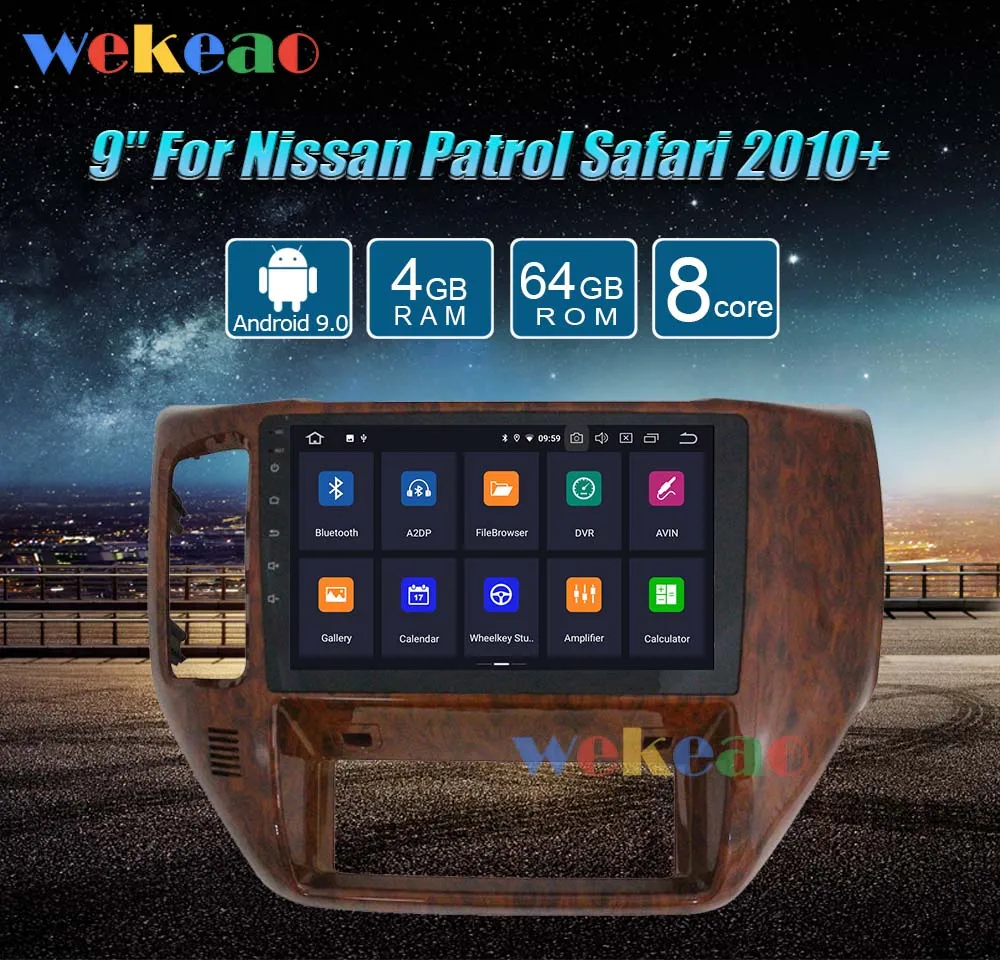 Wekeao сенсорный экран 9 ''Android 9,0 автомобильный Dvd мультимедийный плеер для Nissan Patrol Safari автомобильный Радио gps навигация 2010+ wifi 4G