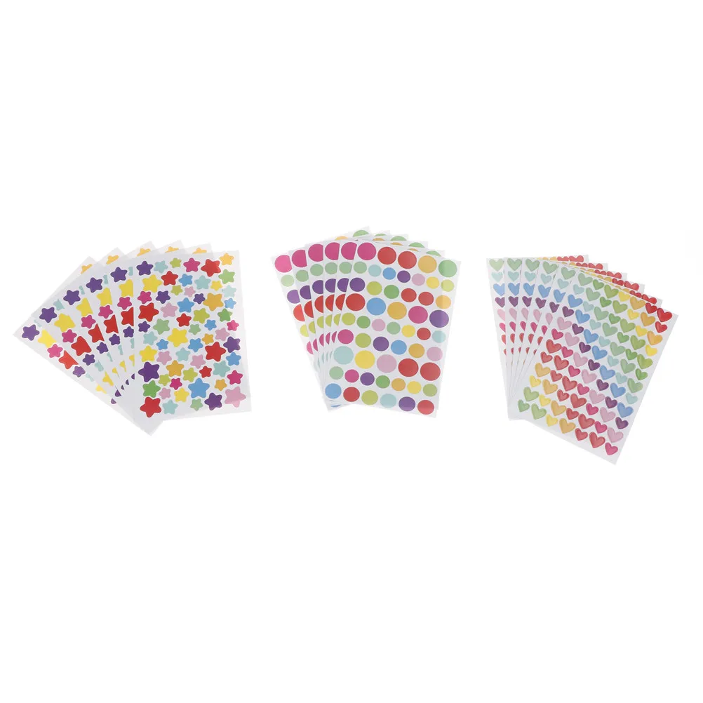 6 Sheets/pack Decorative Candy Colorful Heart Dots Star Seal Stickers Diary Phone Bottle Decor Stick Label Kids Stationery | Канцтовары