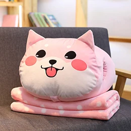Мягкими Животные руки Подушка Кошка Собака Хаски Косплей Shiba «Лисья Секретная служба»(Inu очаровательны чучела Мультфильм Plushie 2-в-1 подушка для сна подушка подарок для ребенка - Цвет: 2-in-1 Pink Dog