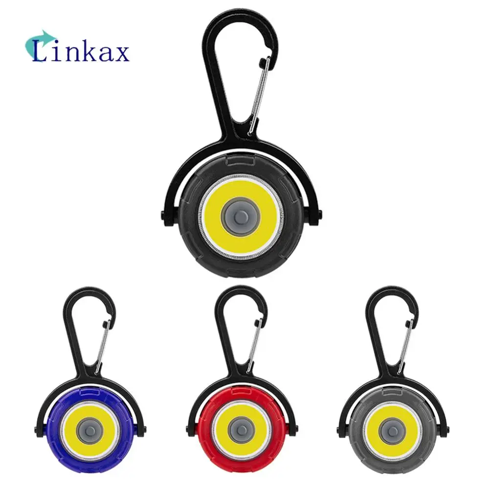 

Mini COB Flashlight Keychain Light Portable 3 Modes Clampable Rotatable Emergency Lamp For Outdoor Hiking Camping