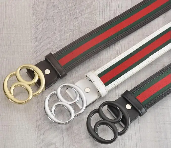 

2019 Newest Fashion popular classic Hot sales Style Red and green cloth with belt man business leather leisure belt lady straps