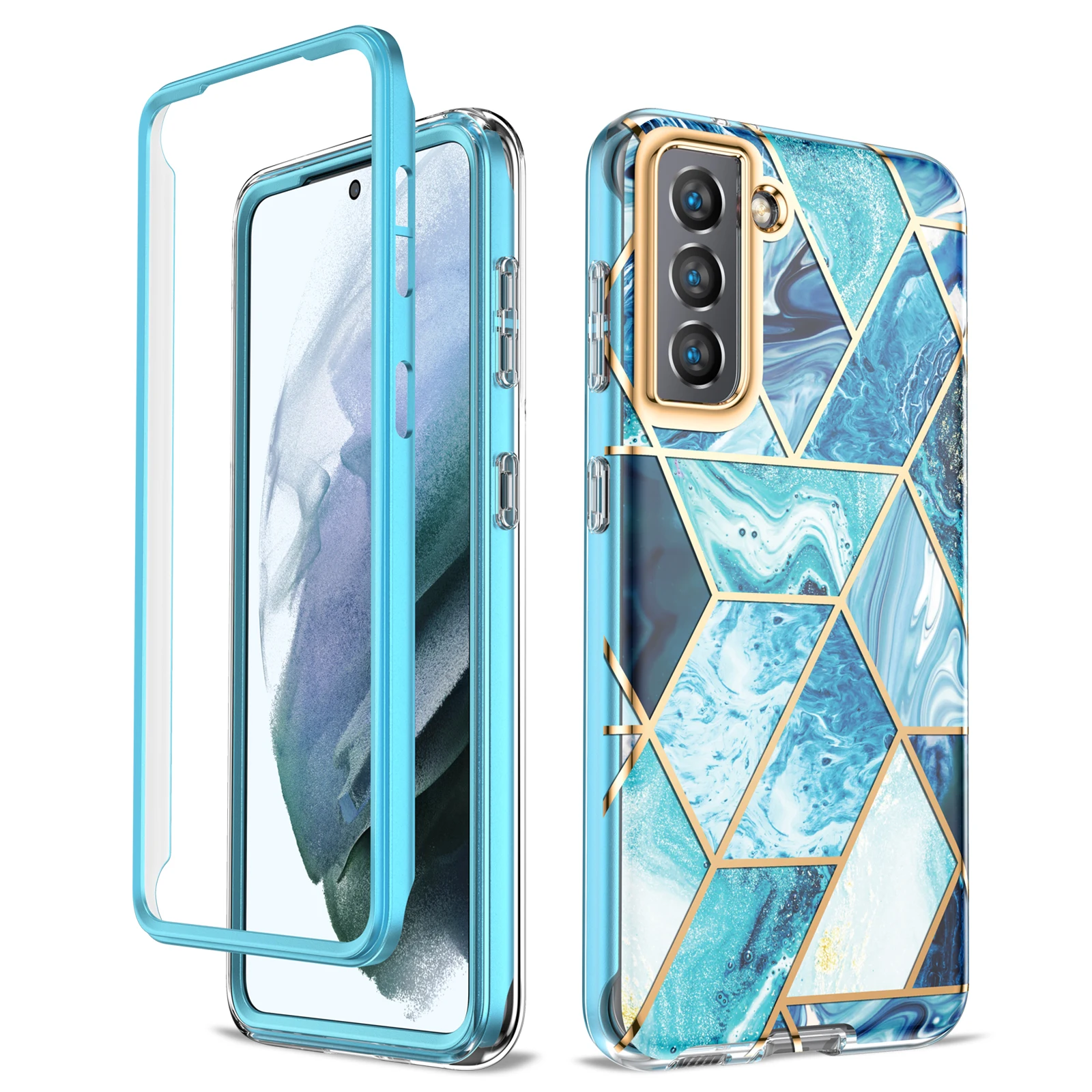 Жесткий чехол для Samsung S21 S20 Plus Ultra Note 20 2 в 1 мраморный Модный Цветной