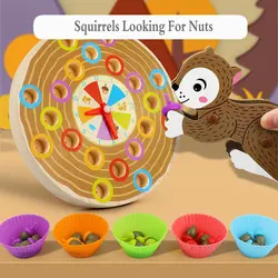 Triagem e nidificação multi função desafiador jogos esquilos procurando porcas jardim de infância suprimentos bebê brinquedos de madeira educacional
