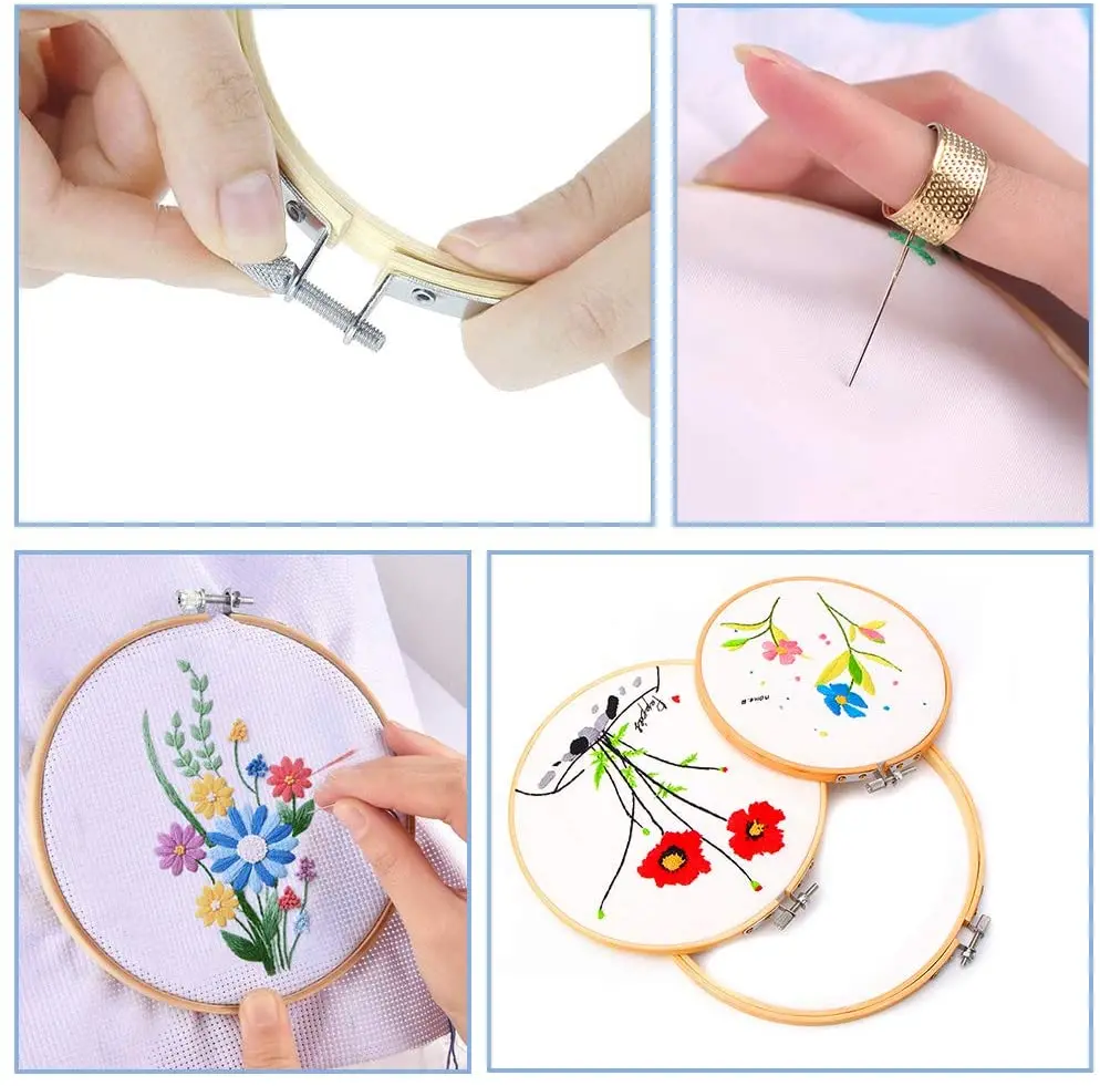 Imzay 39pcs Embroidery Hoop Set For Beginner 6inch/15.2cm Cross Stitch  Hoops Embroidery Frames With Sewing Needles And Thimble - AliExpress
