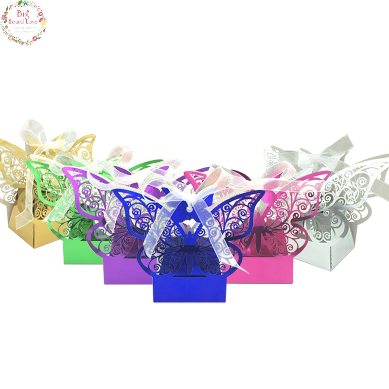 50 шт. свадебная коробка с бабочками для конфет | Дом и сад