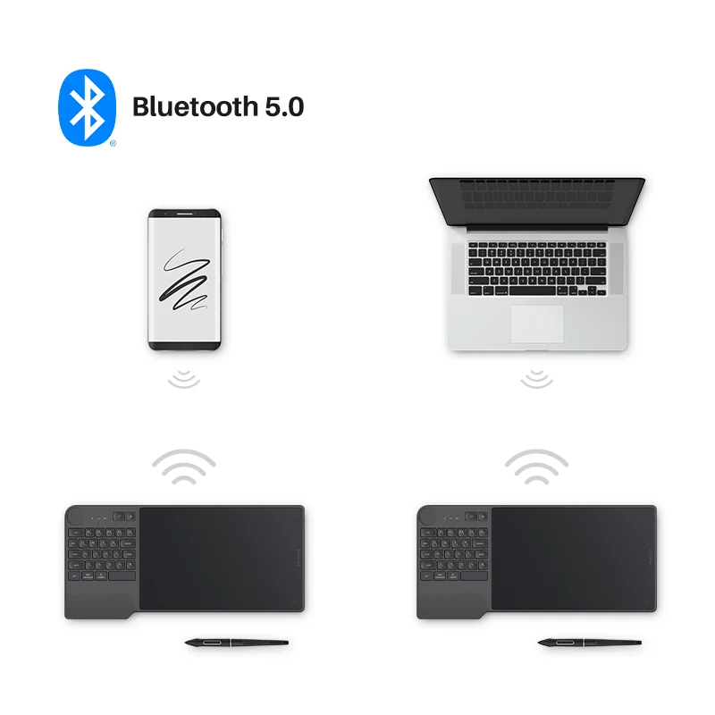 Huion Kd200 Inspiroy Keydial Caneta Desenho Tablet Bluetooth sem Fio Gráficos Comprimidos 23 Imprensa Chave Padrão Teclado 8192 Níveis Tablets digitais - Imagem 3