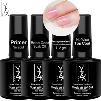 

YZX 10Ml Transparent Red UV Gellak Jelly Pink French Style Nail 4Pcs Nail Art UV Gel Lacquer Base&Top Coat No Wipe Long Lasting