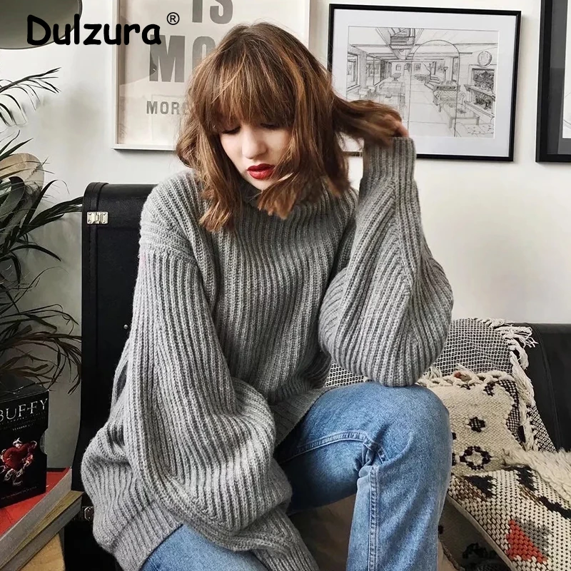 ^*Best Offers Women Elegant Solid Turtleneck Sweater Dress 2019 Brand Stylist Basic Lantern Sleeve Long Pullover Street Oversize Knitwear ^*Best Offers Women Elegant Solid Turtleneck Sweater Dress 2019 Brand Stylist Basic Lantern Sleeve Long Pullover Street Oversize Knitwear
