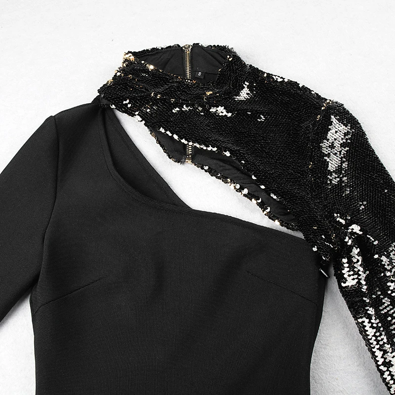Зимнее облегающее Бандажное платье Vestidos, сексуальное черное вечернее платье с длинным рукавом и блестками, платье для клуба; Vestidos