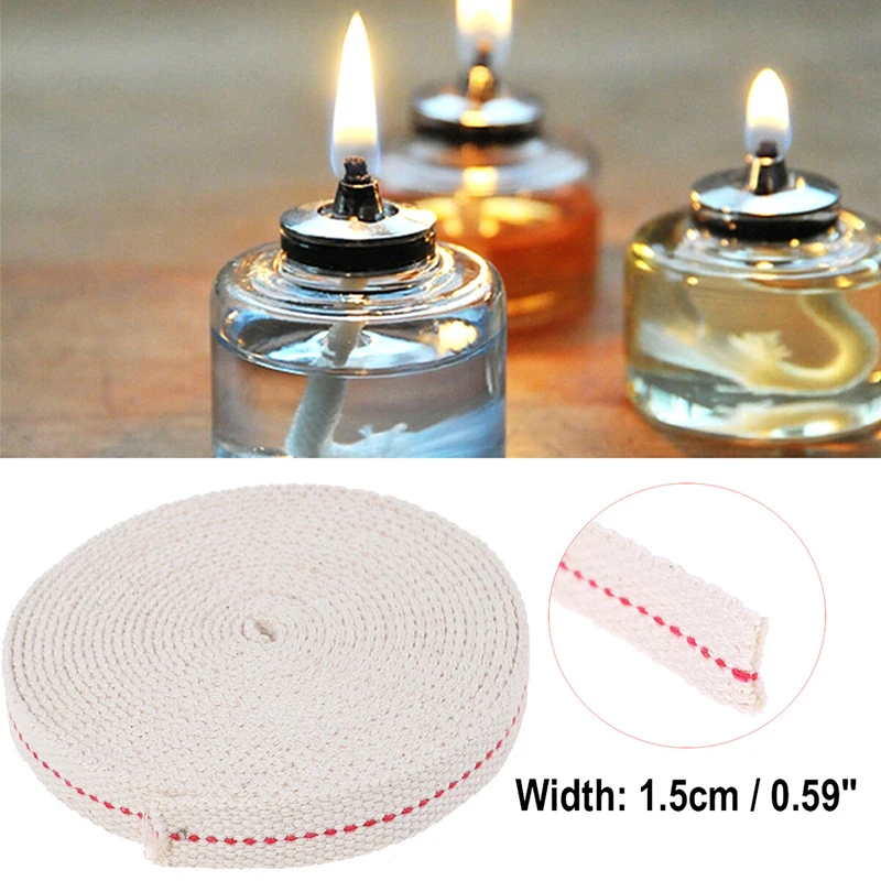 4.5m Feet White Flat Cotton Alcohol Wick Oil Lamp Wicks Burner For Glass Oil Lamps Lanterns Accessories