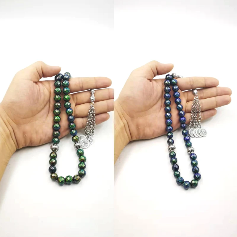 Специальный Tasbih температура обесцвечивание Misbaha мусульманского человека подарок натуральный гематит 33 молитвенные бусы мусульманские четки