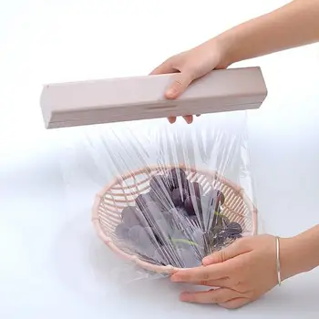 

Cling Film Storage Box With Cling Film Cutter Plastic Wrap Dispenser Storage Holder Simple Style Kitchen Tool