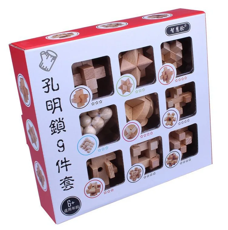 Новинка 2019 9 шт./компл. 3D деревянная головоломка из проволоки IQ Mind для мозга