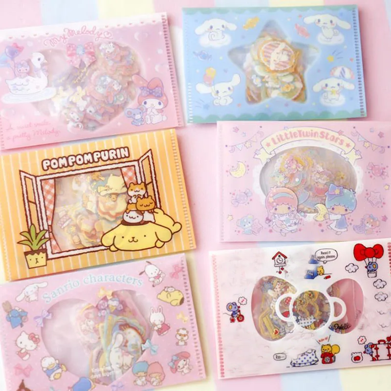 

1pack new Twin Star Melody Sticker Pudding Cinnamoroll Dog Diary Label Stickers Pack Decor Scrapbooking Sticker toys gift