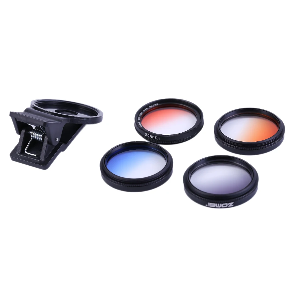 Universal MATEM4 5 In 1 Mobile Phones 37MM Filter Lens Sets Kits 4 Filter Lens+ Lens Clip for iPhone XS Mate Samsung HTC LG