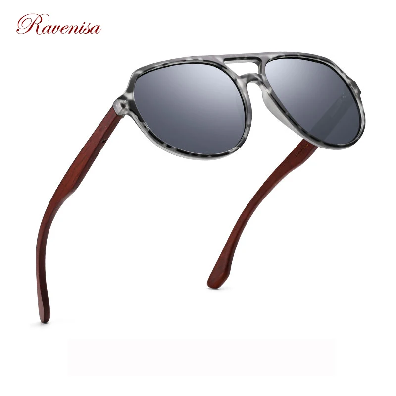 Ravenisa Wood Sunglasses Women UV400 Polarized Pilot Plastic Frame  Sun Glasses fishing Driving Sunglasses 5