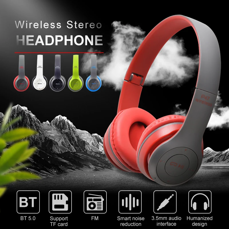 Bluetooth 5 0 Wireless Headphone With Mic Stereo Foldable Cassette MP3 Player Headset Support Card 3 5mm Jack Hands free