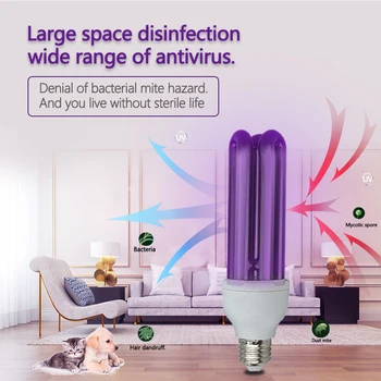 

E27 UVC Ultraviolet UV Light Tube Bulb Black Disinfection Lamp Ozone Sterilization Mites Lights Germicidal Lamp Bulb AC220V 40W