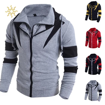 

Spring and Autumn Men's Jackets Hip Hop Windbreaker Hooded Casual Zipper Men Retro Nostalgic Street Clothing Jacket CY