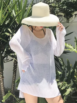 

2019 solid bikini set sexy swimwear women tankini swimsuit halter three pieces bathing suit Hollow carved lace thin blouse