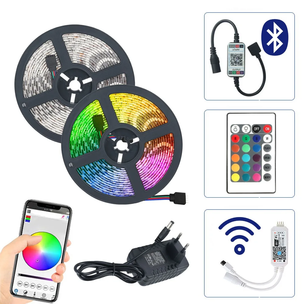 LED Strip Light DC12V RGB SMD 2835 Flexible Ribbon fita led strip 5M/10M/15M LED Strip light wifi/Bluetooth/Infrared control