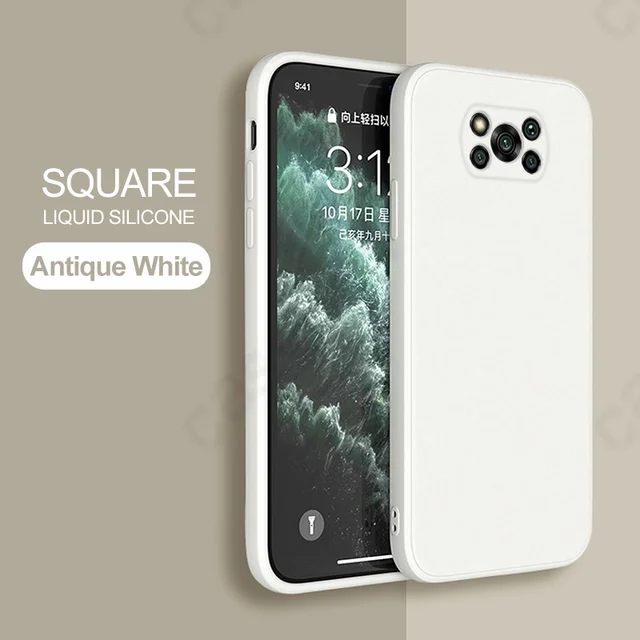 Poco X3 M3 F3 Pro Case New Square Liquid Silicone Soft Thin Cover Funda For Xiaomi Redmi note 10 Pro 4G 5G mi 11 10T 10S 11i white
