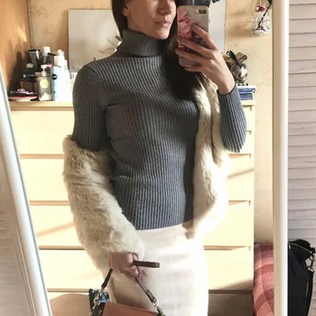 

ZOGAA 2019 autumn winter Women Knitted Turtleneck Sweater Casual Soft polo-neck Jumper Fashion Slim Femme Elasticity Pullovers