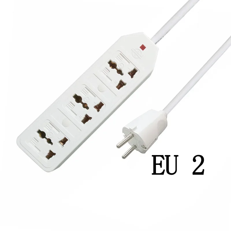 EU2 PLUG Новые путешествия адаптер Eu Us Au штепсельная розетка стандарта Великобритании Универсальный адаптер переменного тока в постоянный ток на выходе Мощность полосы Многофункциональность удлинитель 0,5/1/1,5/2/3/5 м кабель - Цвет: EU2 PLUG