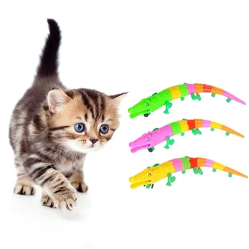 

Pet Dog Cat Toy LED Electronic Simulation Crocodile Luminous Music Crawling Pet Squeak Toy Battery Powered Pet Interactive Toy