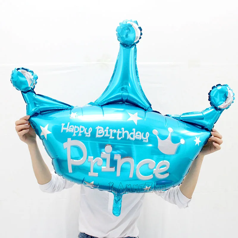 L BL prince crown Новинка Корона из розового золота фольги Воздушные шары Синий/Розовый Корона С Днем Рождения вечерние украшения детский игрушечный детский душ сюрприз globos - Цвет: L BL prince crown