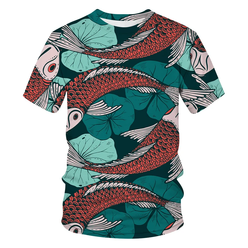 Men clothes 2021 Newest Harajuku koi 3D Print Cool T-shirt Men/Women Short Sleeve Summer Tops Tees animal Fashion t shirt Hot