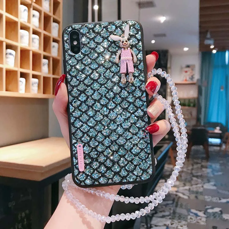 Чехол с розовым кроликом на шею для iPhone 11 Pro Max Xs Max Xr X 7 6 8 6s Plus, защитный чехол для мобильного телефона