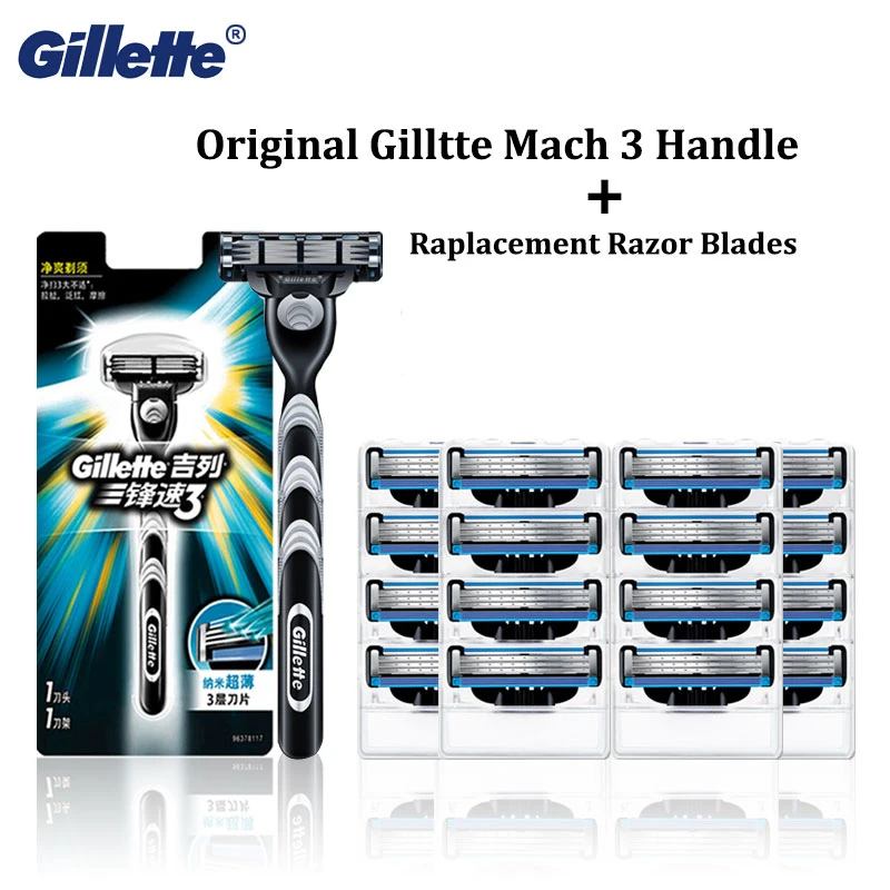 

Manual Razor With Replacement Razor Blades Original Gillette Mach3 Straight Razor For Male Shaving Face Care Cassette
