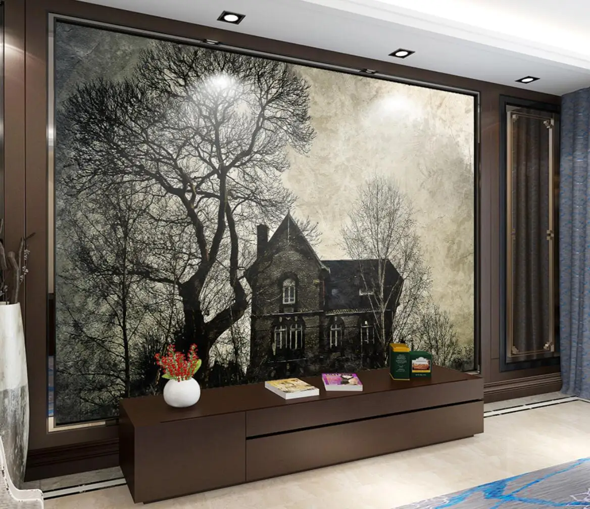 beibehang customretro haunted house mural wallpaper for walls home decorations photo wallpapers for living room wall paper decor 3d pvc eurpean self adhesive panels vinyl wallpaper for living room bedroom wall decorations living walls sticker room decor