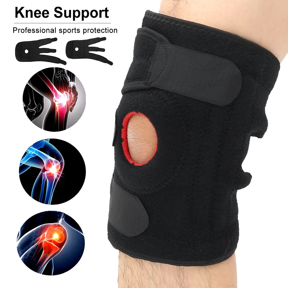 

Knee Brace Support Elastic Kneepad Adjustable Open Patella Stabilizer Protector Wrap for Basketball Football Sport Knee Support