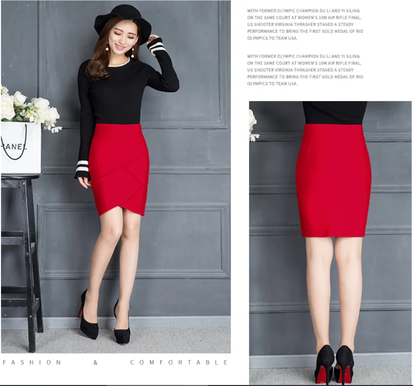 Ruffle Elegant temperament Skirt OL Office Business Woman Bodycon High waist fashion Midi jupe femme Skirt Comfortable